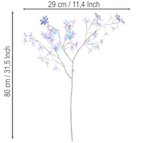 Umělá kvetoucí větev s duhovými květy, 80 cm | Floristik24.cz