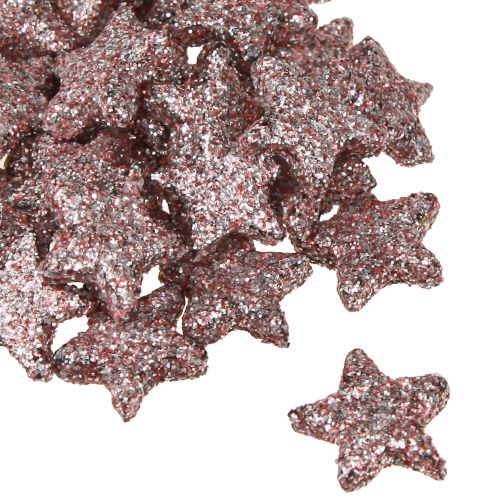 Mini rozptýlená dekorace hvězdičky dekorace slídová růžová 1,5cm 144 ks