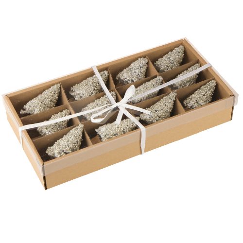 položky Mini vánoční dekorace na stůl, šampaňské bílé, V8 cm, 12 ks