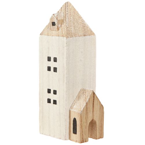 položky Mini vánoční vesnička dřevěná dekorace bílá přírodní V13/7cm 6 ks