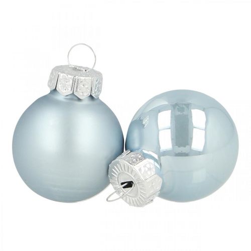 Mini vánoční koule skleněná modrá lesklá/matná Ø2,5cm 24p