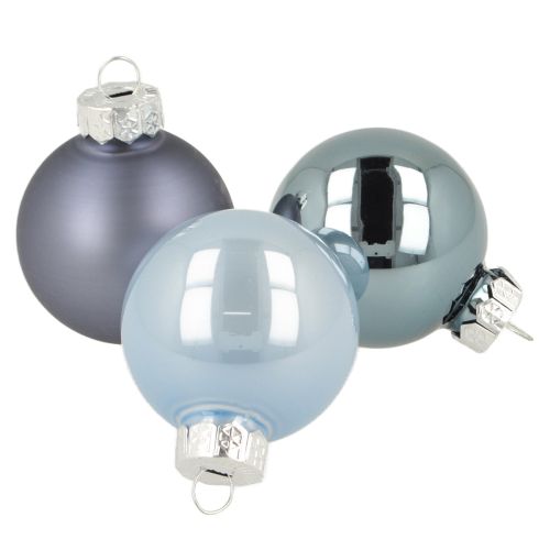 Floristik24 Mini vánoční koule skleněné modré matné metalické Ø4cm 24 ks