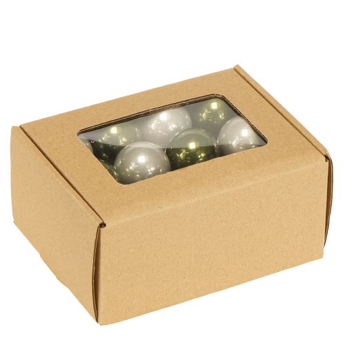 položky Mini vánoční koule skleněné zelené stříbrnošedé Ø3cm 22ks