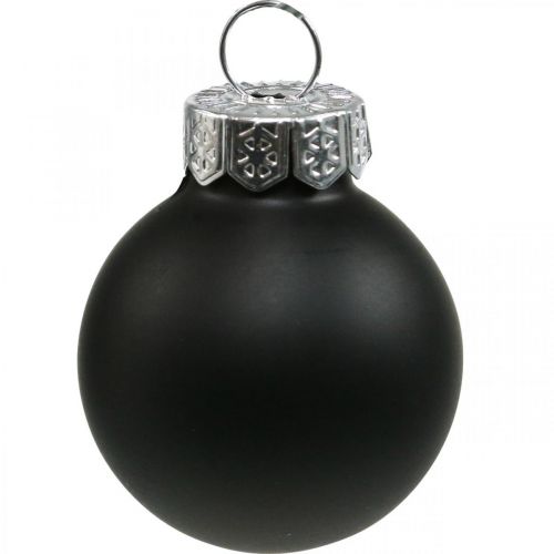 Mini vánoční koule skleněné černý lesk/mat Ø2,5cm 24ks