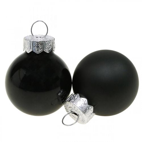 Mini vánoční koule skleněné černý lesk/mat Ø2,5cm 24ks