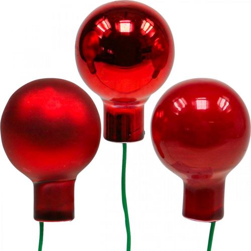 položky Mini vánoční koule červené zrcadlové bobule 20mm rubínový mix 140ks