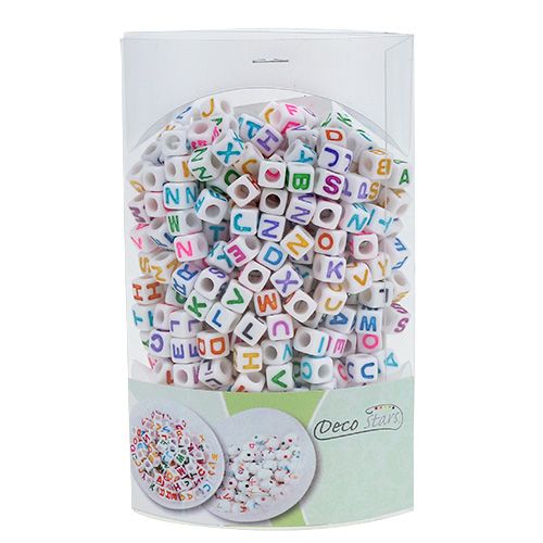 Floristik24 Mini kostky s písmeny 7mm barevné 90g