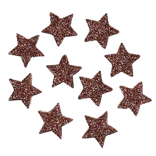 Floristik24 Mini třpytivá hvězda na posyp hnědá 2,5cm 48 ks