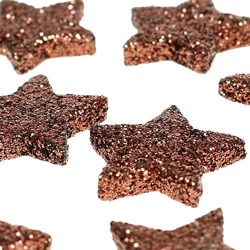 Floristik24 Mini třpytivá hvězda na posyp hnědá 2,5cm 48 ks