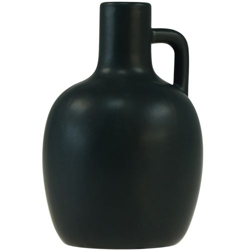 položky Mini keramická váza matně černá s uchem Ø9cm H14,5cm