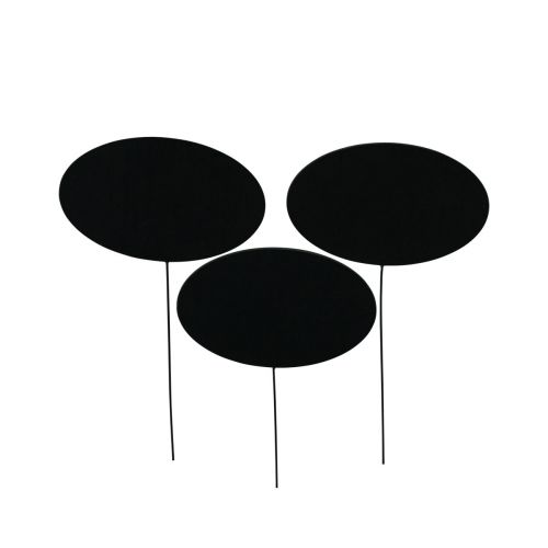 Mini tabule černá oválná kovová zástrčka 7,5x4,5cm 12ks
