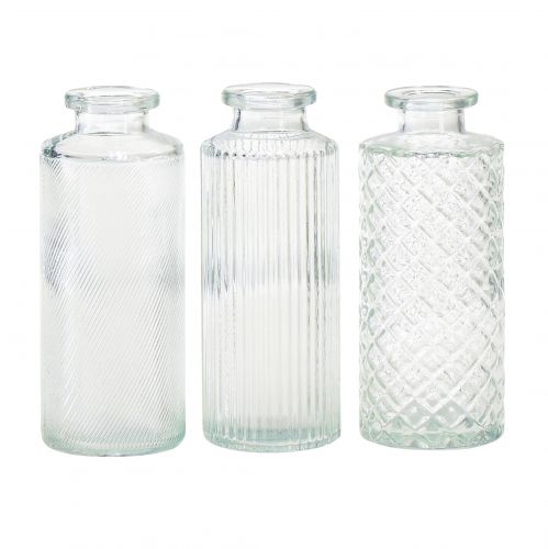 Mini vázičky skleněné dekorační lahvové vázy Ø5cm H13cm 3ks