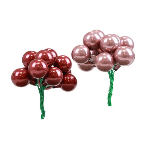 položky Mini vánoční koule drátěné sklo vínová růžová Ø2cm 140ks