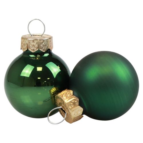 Mini vánoční koule skleněné zelené lesklé/matné Ø2,5cm 20ks