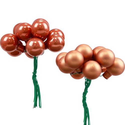 položky Mini vánoční koule na drátěném skle červená oranžová 2,5cm 140ks