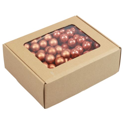 položky Mini vánoční koule na drátěném skle červená oranžová 2,5cm 140ks