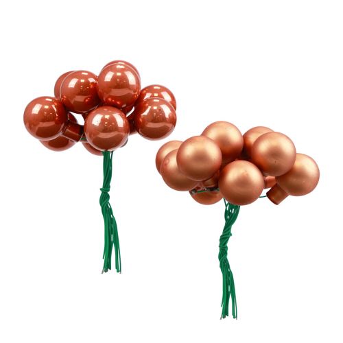 položky Mini vánoční koule na drátěném skle červená oranžová Ø2cm 140 ks