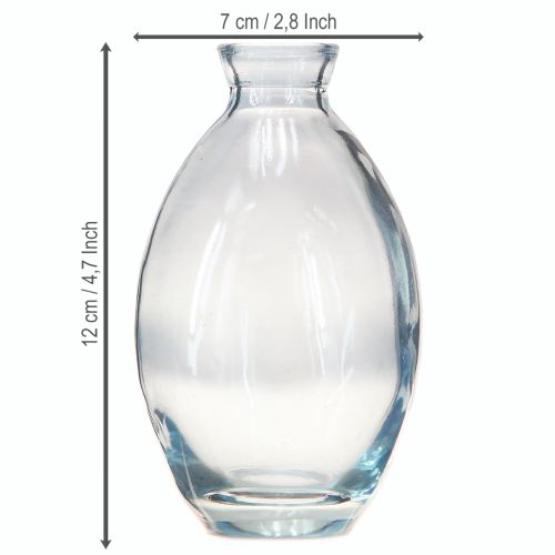 položky Mini vázy, cibulovité dekorativní vázy ze skla, modré tónované, V12cm, 6 ks