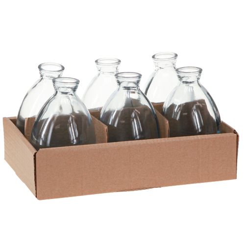 položky Mini vázy, cibulovité dekorativní vázy ze skla, modré tónované, V12cm, 6 ks