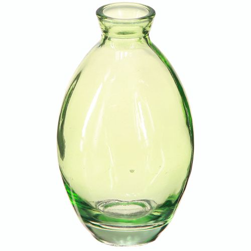 položky Mini vázičky skleněné baňaté skleněné vázy zeleně tónované H12cm 6 ks
