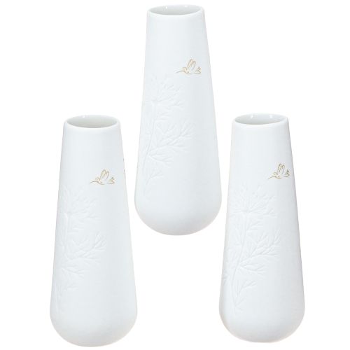 Porcelánová váza bílá se zlatým motivem – Elegantní květinová váza v sadě 3 ks H12cm 3 ks