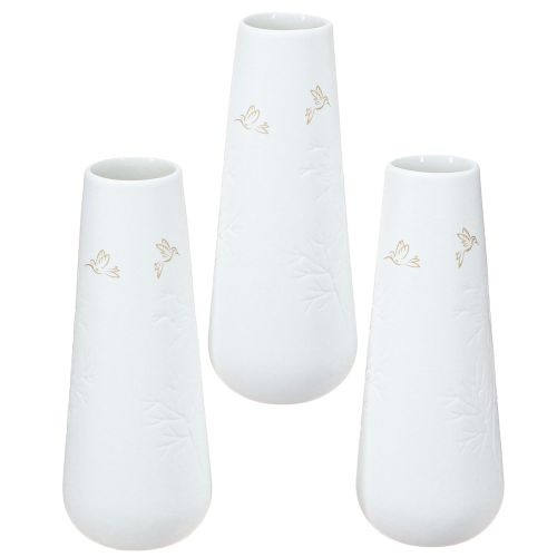 položky Porcelánová váza bílá se zlatým motivem – Elegantní květinová váza v sadě 3 ks H12cm 3 ks