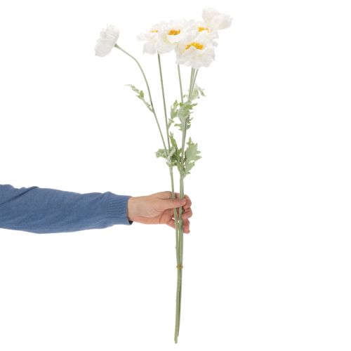 Umělý mák, bílý, dlouhý stonek, 78 cm, 3 kusy | Floristik24.cz