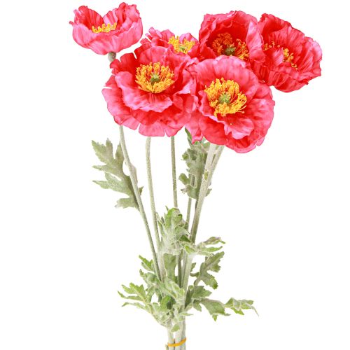 položky Vlčí máky umělé růžové umělé květiny Ø6–7cm L78cm 3ks