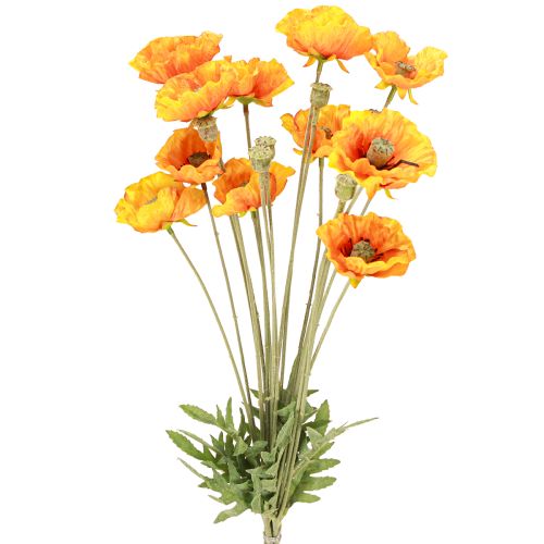 Dekorace vlčího máku umělá květina kytice oranžová 78cm 6ks