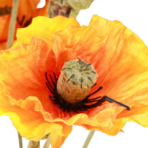 položky Dekorace vlčího máku umělá květina kytice oranžová 78cm 6ks