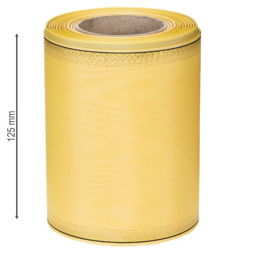 položky Věnečná stuha Moiré, žlutá se zlatým lemováním, 125 mm x 25 m - Vysoce kvalitní smuteční stuha, ozdobná stuha, stuha s mašlí
