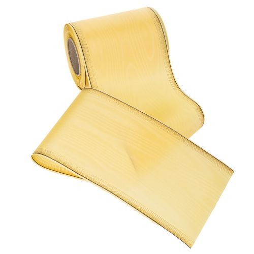 položky Věnečná stuha Moiré, žlutá se zlatým lemováním, 125 mm x 25 m - Vysoce kvalitní smuteční stuha, ozdobná stuha, stuha s mašlí