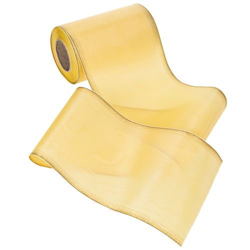 položky Věnečková stuha Moiré, žlutá se zlatým lemováním, dekorativní květinová stuha, acetát/polyester, 150 mm x 25 m