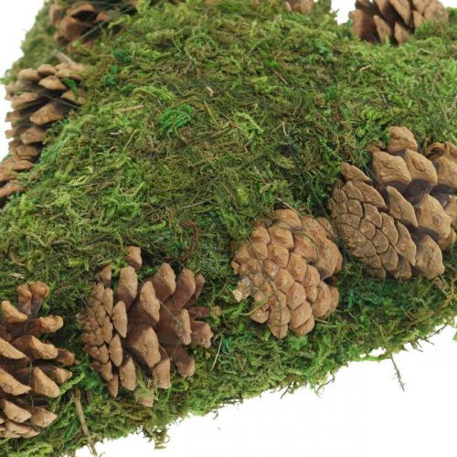 Floristik24 Dekorace na hrob srdce aranžovací podložka z mechu a šišek 30 × 19 cm