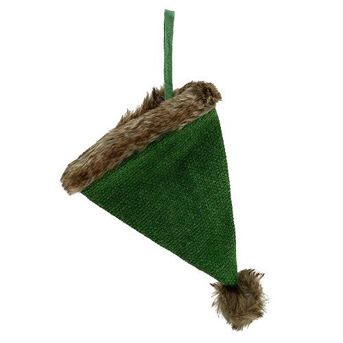 Čepice s kožešinovým lemem na zavěšení 28cm zelená