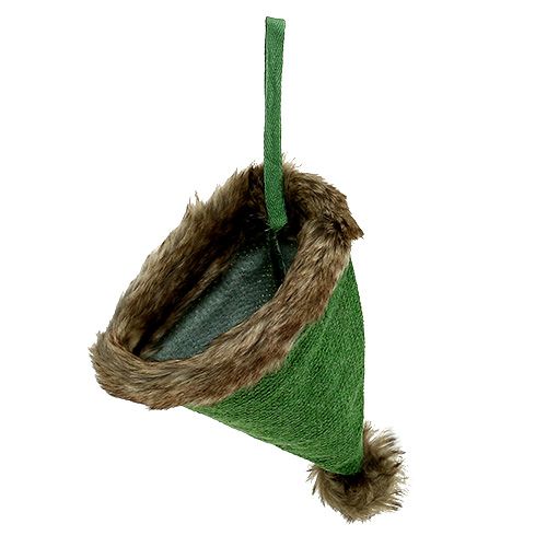 Floristik24 Čepice s kožešinovým lemem na zavěšení 28cm zelená