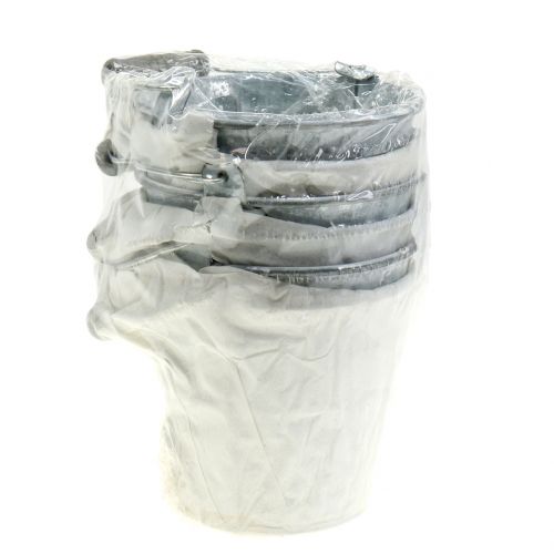 Floristik24 Zinkové vědro s pleteným vzorem šedé, bílé prané Ø10cm V9cm 6ks