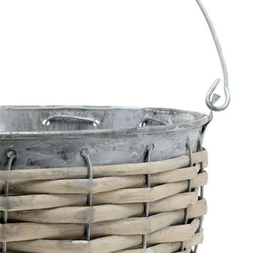 Floristik24 Zinkové vědro s proutěným kbelíkem Ø18cm H17cm