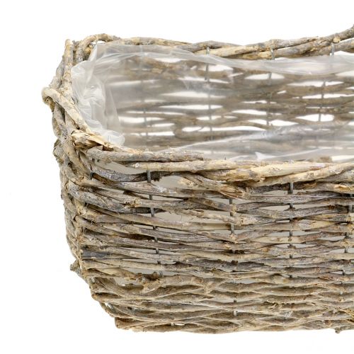 Floristik24 Obdélníkový koš na rostliny, přírodní-bílý praný L33cm, sada 3 ks