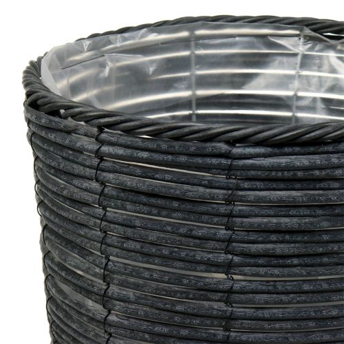 Floristik24 Květináč ratanový vzhled antracit Ø30cm H50cm