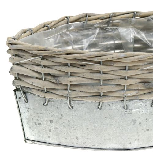 Floristik24 Zinkový člun s proutěným výpletem 30,5 x 10,5 cm V12 cm