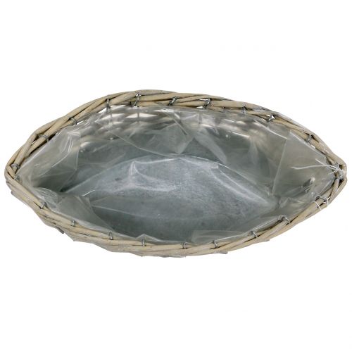 Floristik24 Zinkový člun s proutěným výpletem 30,5 x 10,5 cm V12 cm