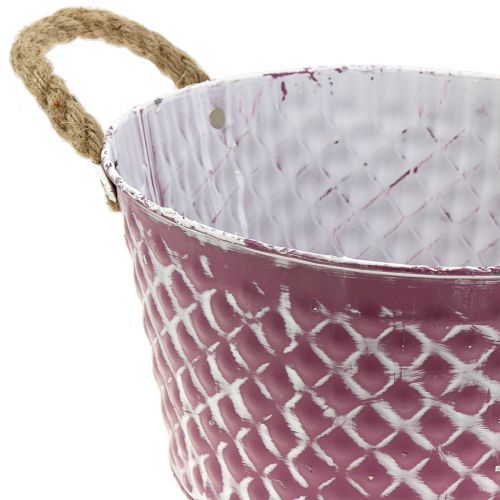 položky Zinková miska kosočtverec s provazovými uchy fialová bílá praná Ø24,5cm H14cm