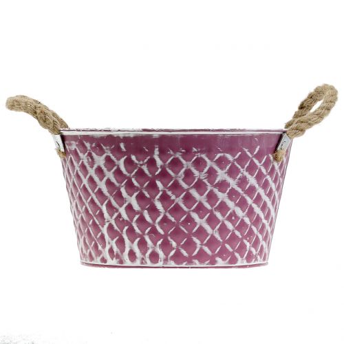 položky Zinková miska kosočtverec s provazovými uchy fialová bílá praná Ø24,5cm H14cm