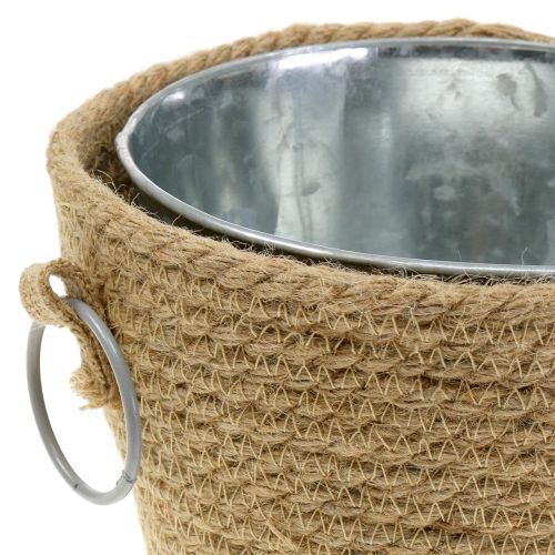 Floristik24 Zinkový hrnec s jutovým hrncem Ø18cm H15cm