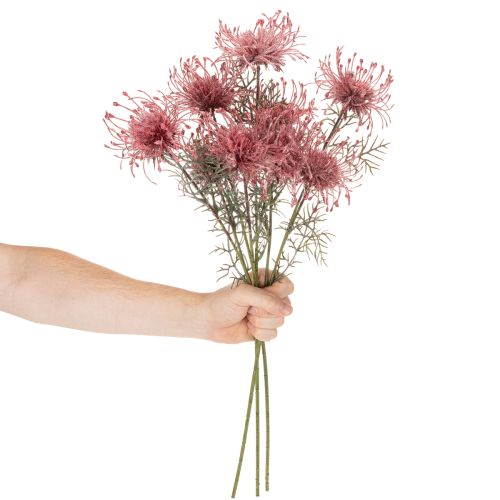 Umělý květinový jehelníček, protea, kvetoucí větvička 65 cm, 3 ks | Floristik24.cz