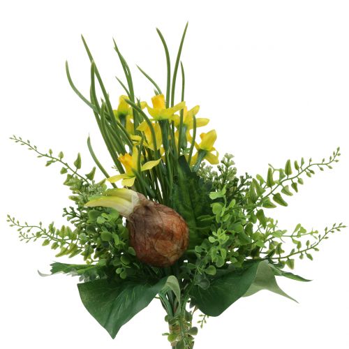 Umělá kytice narcisů s větvičkami a cibulkami 38cm