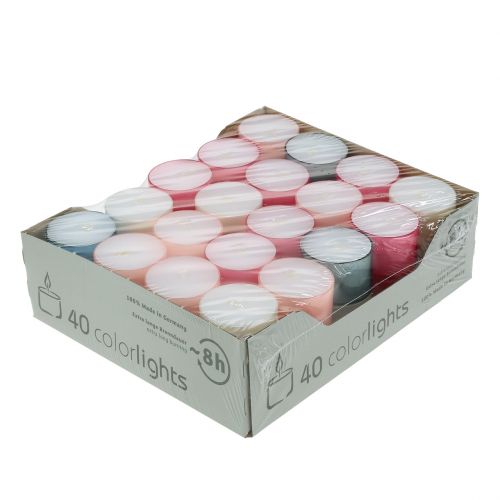 Floristik24 Colorlights čajové svíčky pastelové různé 40 ks