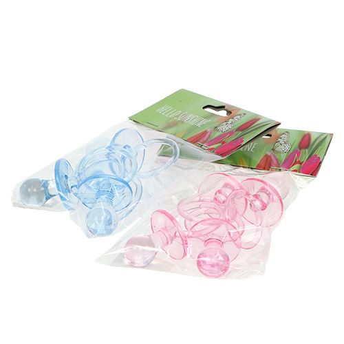 Floristik24 Deco dudlík modrý, růžový zadek. 7cm 8ks