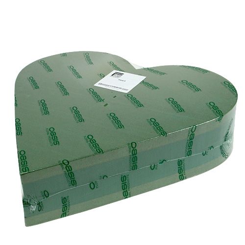 položky Květinové pěnové srdce zásuvný materiál zelená 53cm 2 kusy svatební dekorace